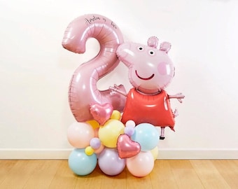 DIY Large Peppa Pig Balloon Sculpture, Peppa Pig Balloon Stack, Peppa Pig Sculpture, Peppa Pig Balloon, Foil Balloon, Party Decor