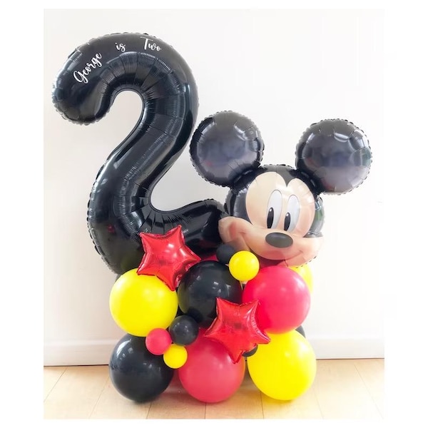 Escultura de globos de Mickey Mouse grande hecha por ti mismo, pila de globos de Mickey, escultura de Mickey, globos de Mickey Mouse, fiesta de cumpleaños de Mickey Mouse