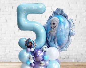 Escultura de globo grande de Frozen hecha a mano, pila de globos de Frozen, escultura de Frozen, globos de Frozen, fiesta de cumpleaños de Frozen