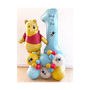 Scultura di palloncini Winnie the Pooh fai da te, pila di palloncini Winnie, palloncino Winnie the Pooh, palloncini Winnie, decorazioni per feste Winnie Pooh