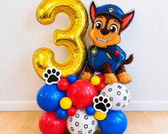DIY Large 55" Dog Birthday Balloon Sculpture, Police Dog Balloon Stack, Blue Dog Balloon Stack, Dog Stack, Police Dog Balloons