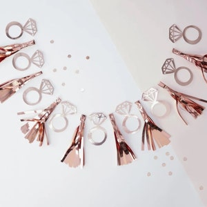Rose Gold Hen Do Tassel Garland, Rose Gold Ring Shaped Tassel Garland, Hen Do Tassels, Team Bride Tassel Garland, Bridal Shower Decorations