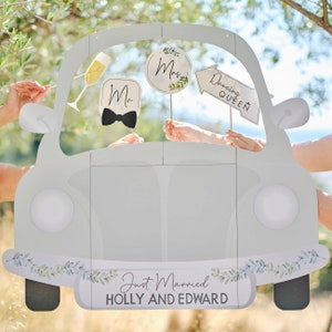 Cornice personalizzabile per cabina fotografica per auto da matrimonio, cornice per foto di nozze, oggetto di foto per doccia nuziale, signora di essere, signorina alla signora, oggetto di scena fotografico