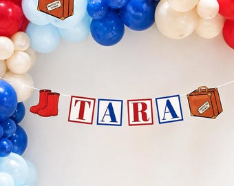 Personalised Red and Blue Block Banner, Any Wording, London Banner, 1st birthday banner, London decorations, London, British, Custom