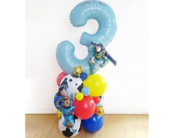 Escultura de globo de Toy Story azul DIY, 1,4 m/55 pulgadas, globo de Toy Story para niño, kit de bricolaje, globos de Toy Story, globo numérico, Toy Story, globos