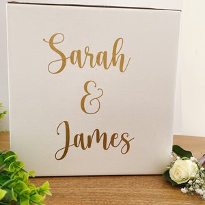DIY Personalisierte Weiße Hochzeitskarten Box - Weißer Briefkasten - Hochzeitskarten Box - Geburtstagskarte Box - Weiße Hochzeitsdeko - Gold Kartenbox