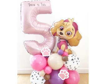 DIY 55&quot; Girl Dog Birthday Balloon Sculpture, Skye Balloon Stack, Paw Patrol Balloon Stack, Dog Stack, Paw Patrol Licensed Balloons