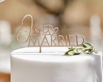 Wooden Just Married Cake Topper, Wooden Cake Topper, Wooden Wedding Cake Topper, Wedding Cake Topper, Wedding Cake Decorations