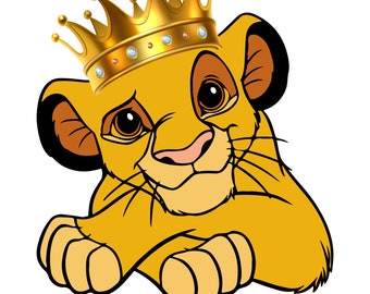 Lion King Cake Topper Printable PNG, Digital File Lion King Birthday Topper, Lion King with Crown for Birthday Cake, Lion King printable SVG