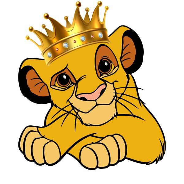 Lion King Cake Topper Printable PNG, Digital File Lion King Birthday Topper, Lion King with Crown for Birthday Cake, Lion King printable SVG