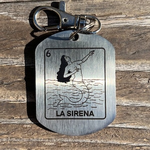 Loteria Keychain- La Sirena- Stainless Steel Keychain