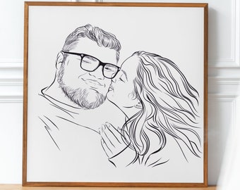 COUPLE PORTRAIT from photo, Sketch of Couple, Personalized Gifts , Anniversary Gift, Engagement Gift, Wedding Portrait