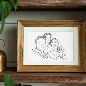 Portrait custom family art. Family portrait from photo. Black & white drawing. Custom portrait. Gift for parents. Photo to sketch SVG JPEG image 5