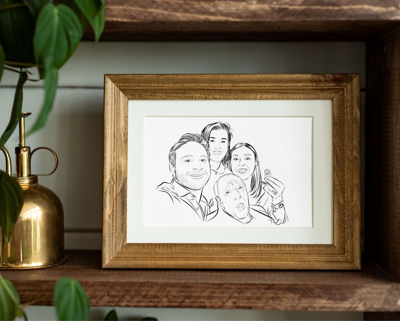 Portrait custom family art. Family portrait from photo. Black & white drawing. Custom portrait. Gift for parents. Photo to sketch SVG JPEG image 5