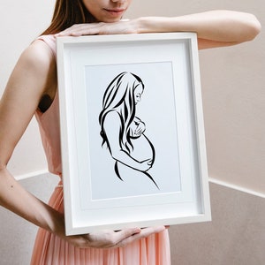 Pregnancy Portrait, Gift for pregnant, Gift for mother, Custom line drawing, Custom Illustration, Custom Portrait, sketch from photo