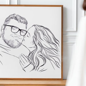 Custom line drawing, Custom Illustration, Digital Art, Couples Portrait, Line Art, Custom Portrait, Personalized Gift from photo image 3