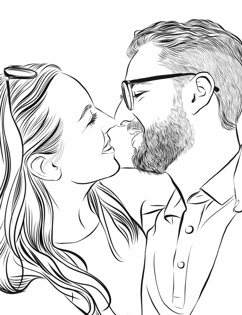 Custom line drawing, Custom Illustration, Digital Art, Couples Portrait, Line Art, Custom Portrait, Personalized Gift from photo image 5