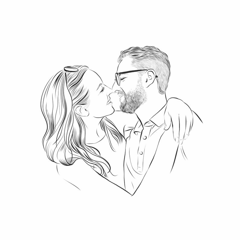 Custom line drawing, Custom Illustration, Digital Art, Couples Portrait, Line Art, Custom Portrait, Personalized Gift from photo image 4