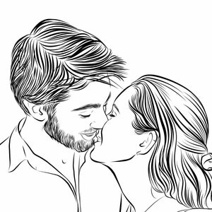 Custom line drawing, Custom Illustration, Digital Art, Couples Portrait, Line Art, Custom Portrait, Personalized Gift from photo image 2