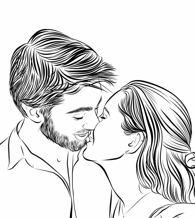 Custom line drawing, Custom Illustration, Digital Art, Couples Portrait, Line Art, Custom Portrait, Personalized Gift from photo image 2