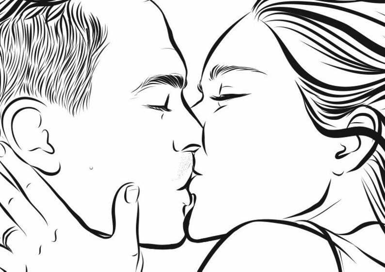 Custom line drawing, Custom Illustration, Digital Art, Couples Portrait, Line Art, Custom Portrait, Personalized Gift from photo image 7