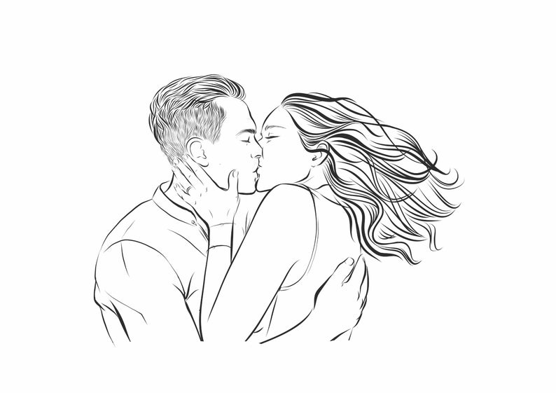 Custom line drawing, Custom Illustration, Digital Art, Couples Portrait, Line Art, Custom Portrait, Personalized Gift from photo image 6