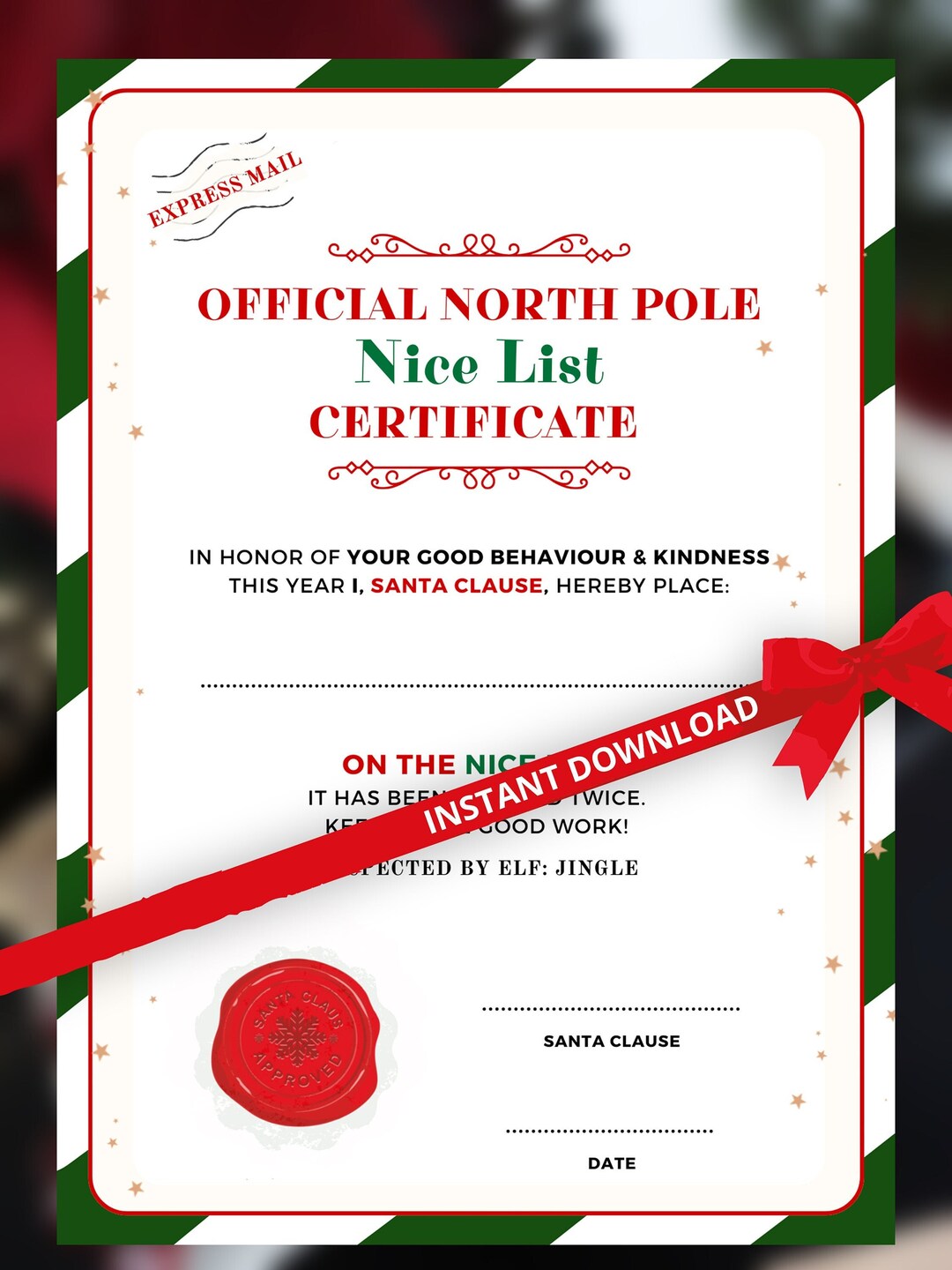 Nice List Printable Nice List Certificate Printable - Etsy