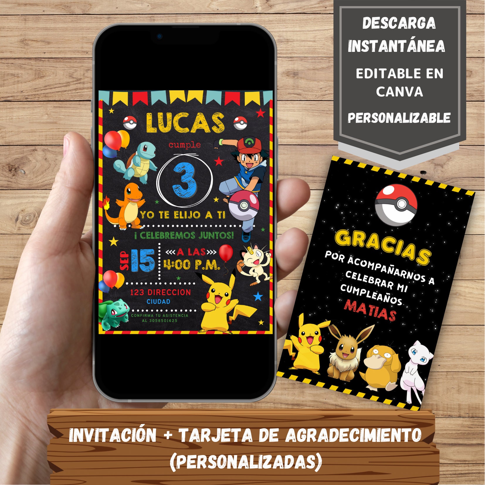 Arte Digital Convite Carta Pokémon Personalizada