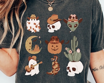 Western Halloween png, Halloween png, Halloween doodles PNG, Western Sublimation, Country Halloween Sublimation Design, Retro png, Fall png.