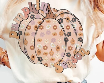 Pumpkin Season PNG-Fall Sublimation Digital Design Download-floral pumpkin png, fall florals png, boho pumpkin png, fall girl png designs