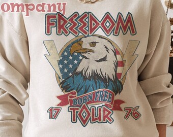 Retro 4th of July Sublimation Design | 4th of July PNG | T Shirt Design | Retro PNG | Born Free Eagle PNG | Freedom Tour 1776 | Usa png