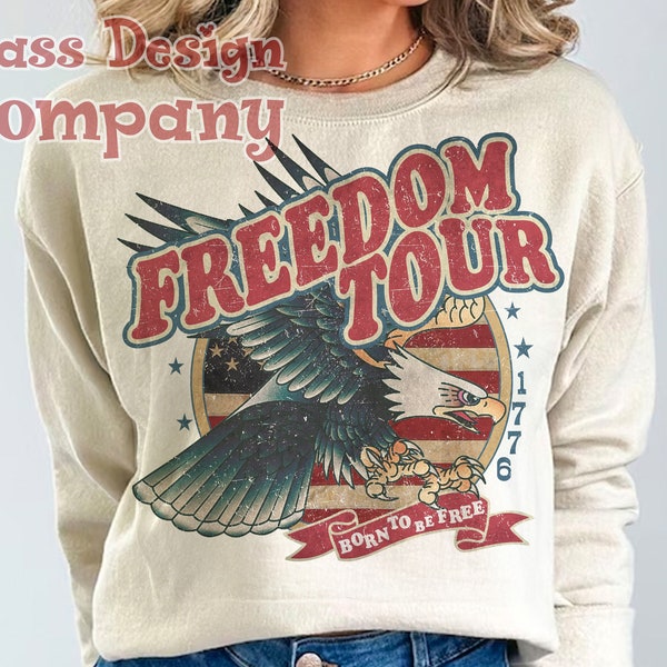 Retro Freedom Tour PNG, 4th of July Sublimation Design, 4th of July Png, Retro PNG, Born Free Eagle PNG, Freedom Tour 1776, Usa Png, Digital