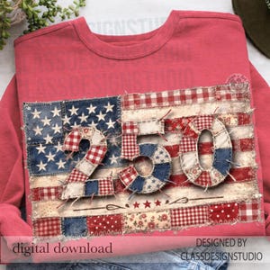 USA 250 Years PNG, Patriotic Patchwork Flag Design, 4th of July Shirt Graphic, Americana Quilt Style USA Independence Day Digital Download