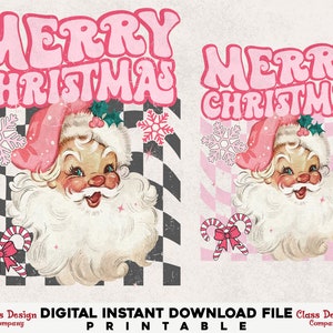 Retro Christmas png Bundle, Pink Christmas png, Groovy Christmas PNG, Christmas Shirt Design, Christmas,Pink Santa Png, Sublimation Download