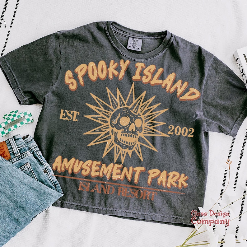 Spooky Island Retro Cartoon Halloween Movie PNG – Disco Skull T‑Shirt Sublimation,90s Halloween Png, Retro Halloween Png, Summer Png