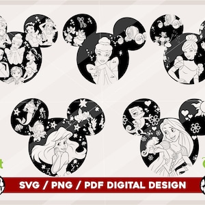 All Princess SVG, Mouse Head SVG, Princess SVG, Vinyl Cut File, Svg, Pngi Pdf, Printable Design File
