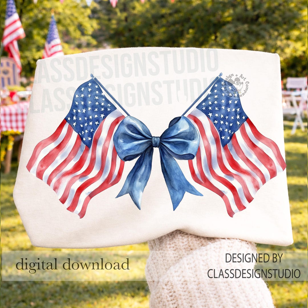 Coquette American Flag Bow PNG, 4th of July Patriotic Sublimation ...