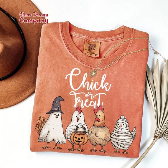 Chick Or Treat Png, Halloween Png, Halloween Chicken Png, Funny Fall Png, Cute Halloween Png, Fall Chicken Shirt Design, Trick Or Treat Png