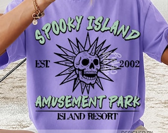 Spooky Island Retro Cartoon Halloween Movie PNG – Disco Skull T‑Shirt Sublimation,90s Halloween Png, Retro Halloween Png, Summer Png