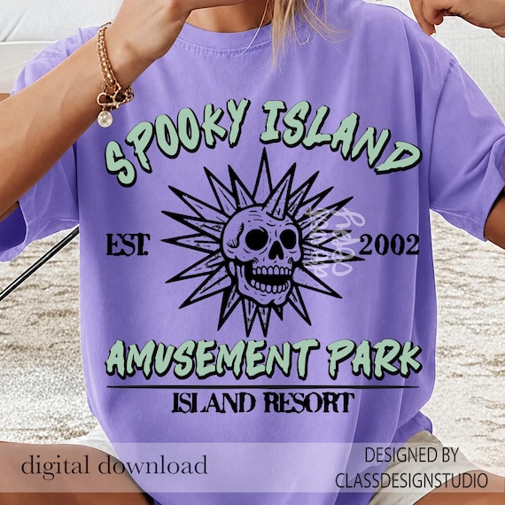Spooky Island Retro Cartoon Halloween Movie PNG – Disco Skull T‑Shirt Sublimation,90s Halloween Png, Retro Halloween Png, Summer Png