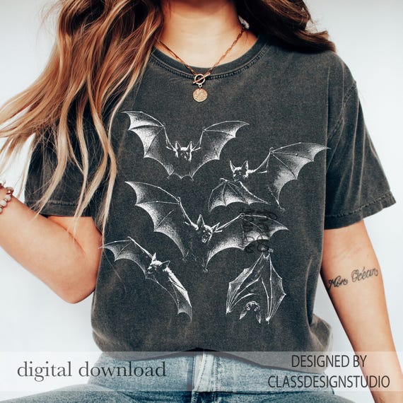Vintage Gothic Halloween PNG, Gothic Halloween Shirt, Vintage Bat PNG, Halloween Horror Graphics, Witchy Sublimation PNG, Digital Download