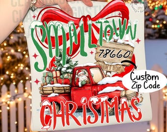 Custom Zipcode Small town christmas Coquette png, Red Vintage Truck png, Retro Christmas png, Vintage Christmas, Coquette Xmas png, Custom