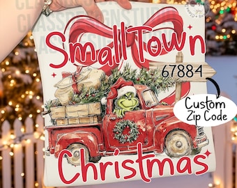 Custom Zipcode Small town christmas Coquette png, Red Vintage Truck png, Retro Christmas png, Vintage Christmas, Coquette Xmas png, Custom