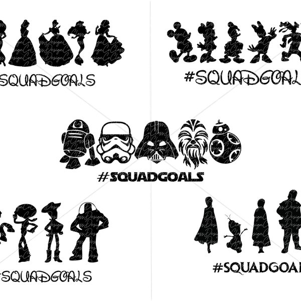 Squad Goals bundle SVG, Princess Squadgoals SVG, Squad Goals, guys squadoals mickeyy squadgoals Vector for Silhouette Cricut and silhouette
