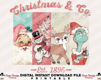 Retro Christmas Sublimation PNG, Christmas PNG, Pink Santa PNG, Pink Christmas Png, Pink Christmas Sublimation, Digital Download