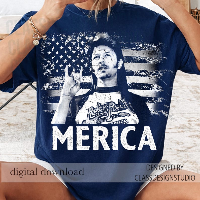 Funny Merica Png, Patriotic Country Shirt Design, Retro American Flag Graphic, 4th of July Sublimation, 80s Vintage Mullet Guy USA PNG, 4th Of July Movie Meme PNG, Digital Download