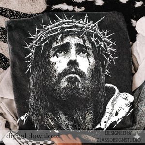 Halftone Retro Jesus Png, He is Risen PNG, Christian Easter Sublimation File, Retro Christian Shirt PNG Design,Hand Drawn, Digital Download