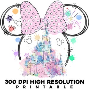 Watercolor PNG Castle Clipart, Watercolor Castle, Mouse Balloon, Mouse Castle Png, Magic Kingdom Png, Castle Sublimation, Printable Design