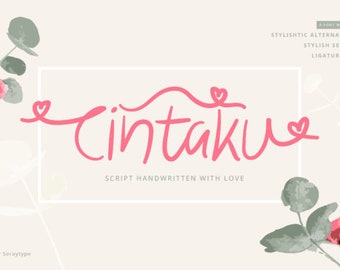 Cintaku Font, Modern Font, Handwritten Font, Personal Display Font, Calligraphy Font, Elegant Font, Procreate Font, Logo Font