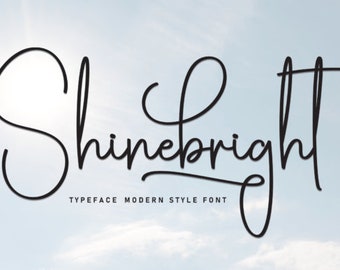 Shinebright Font, Script Font, Handwritten Font, Signature Font, Modern Calligraphy, Classic Boho Font, Elegant Font, Procreate Font